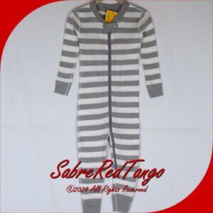 NWT Hanna Andersson Organic Zip Sleeper Zipper Heather Grey White 90 3T 3